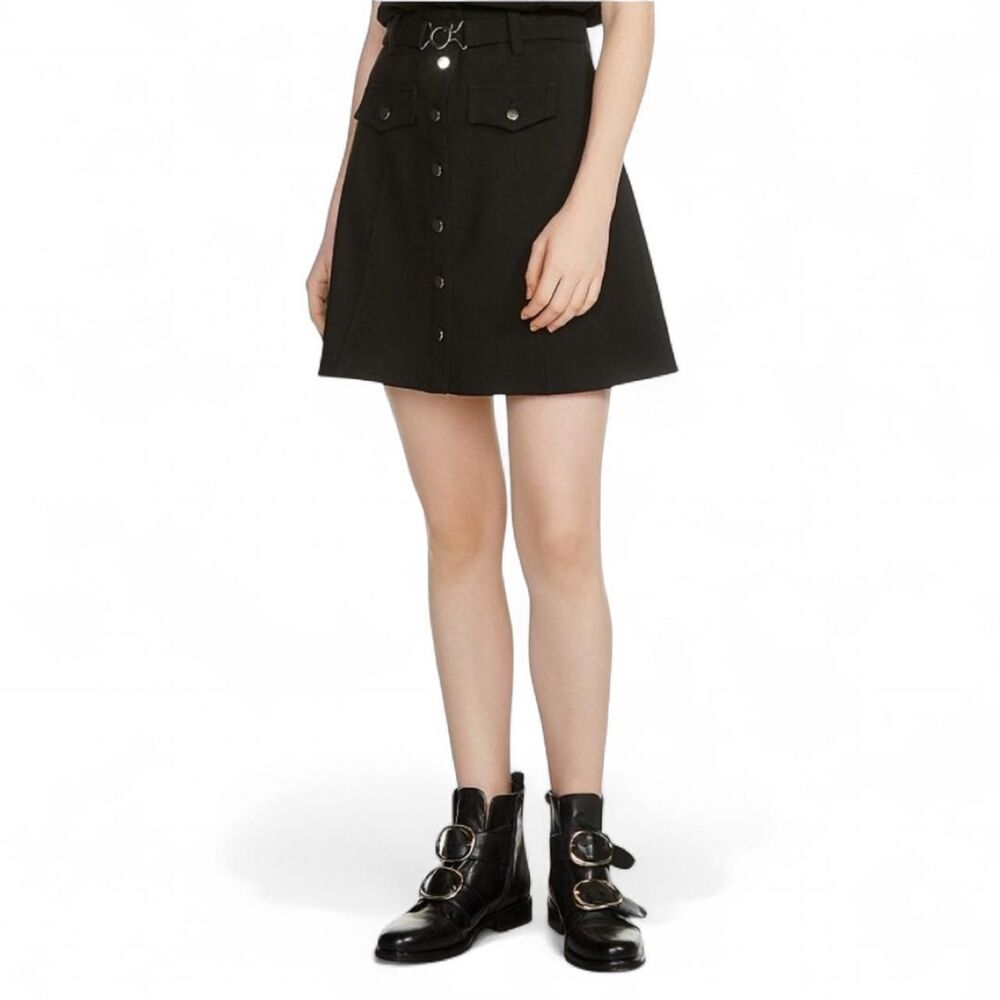 Maje Jibrali Button Front Mini Skirt Black 2 Goth Whimsigoth Academia